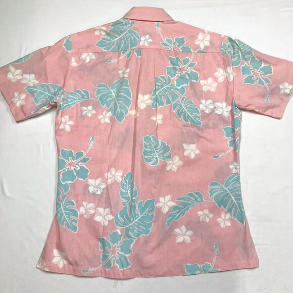 Vintage 90s KALAHEO Hawaiian Shirt Men S Pink Reverse Floral Palms Beach USA - Picture 8 of 16